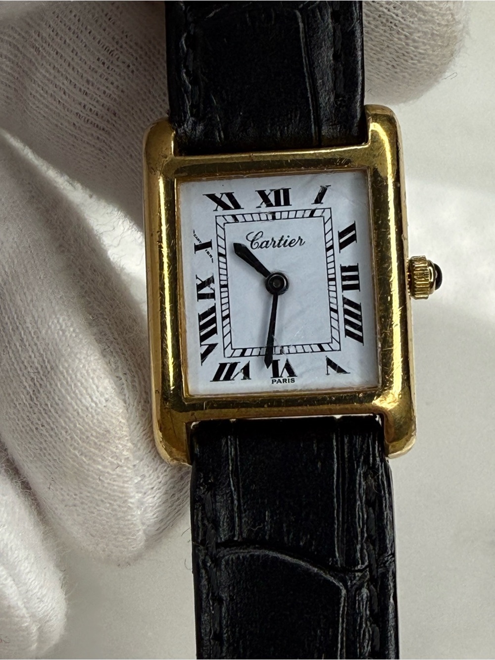 Auth Vintage Cartier Tank 18k Electroplated 1970s 21x28mm Manual Wind Movement - Picture 6 of 16